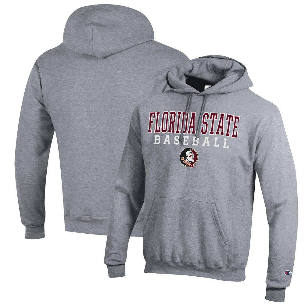 Men's Champion Gray Florida State Seminoles Baseball Stack Pullover Hoodie