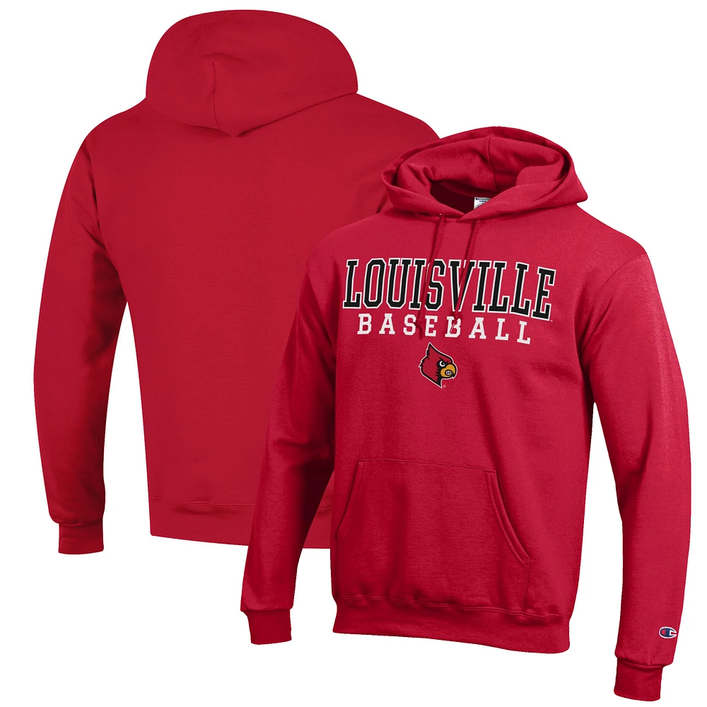 Men's Champion Louisville Cardinals Baseball Stack Pullover Hoodie