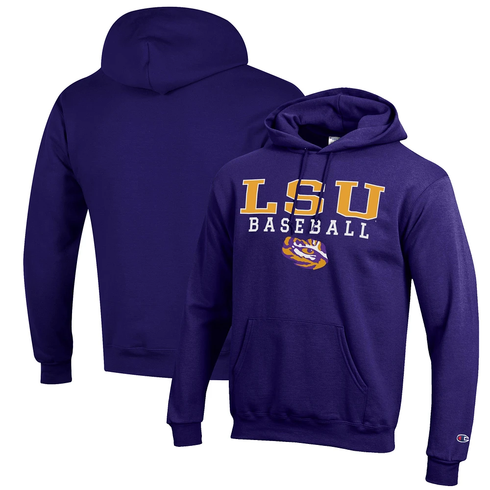 Men's Champion LSU Tigers Baseball Stack Pullover Hoodie