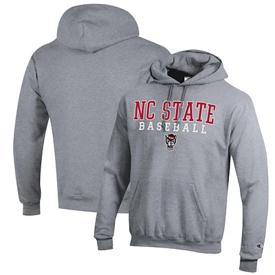 Men's Champion Gray NC State Wolfpack Baseball Stack Pullover Hoodie