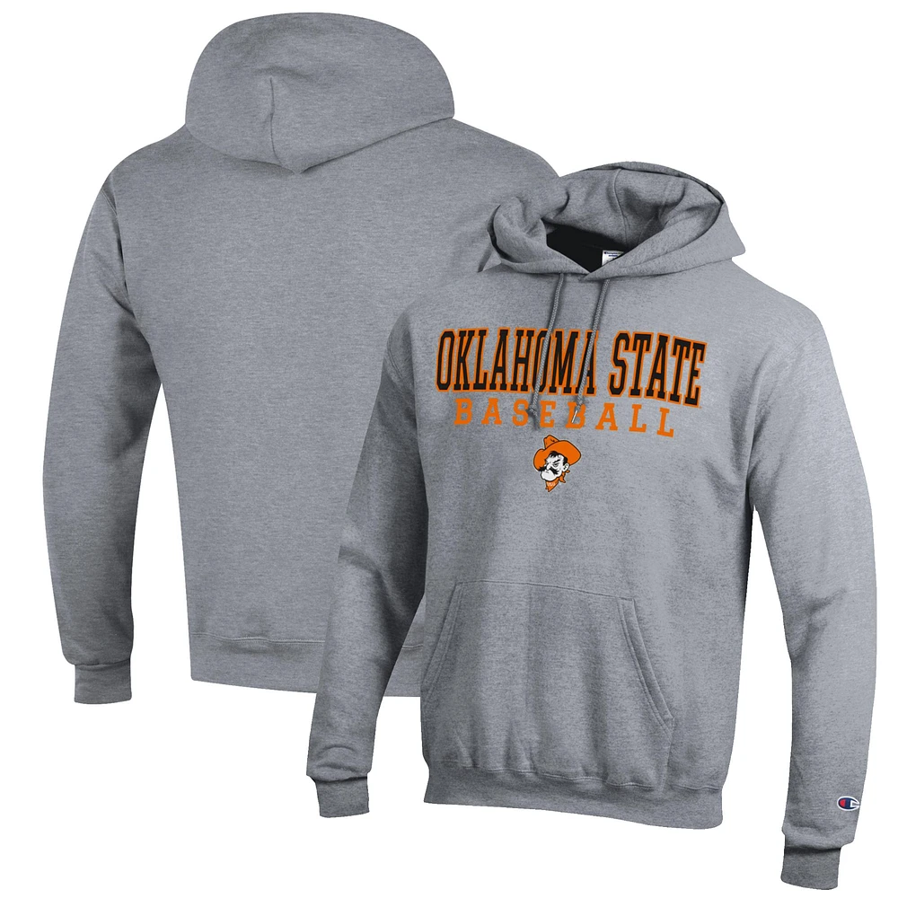 Men's Champion Gray Oklahoma State Cowboys Baseball Stack Pullover Hoodie