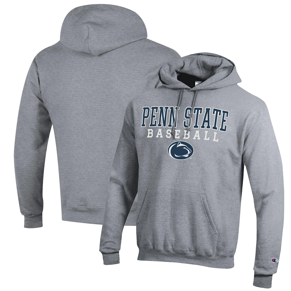 Men's Champion Gray Penn State Nittany Lions Baseball Stack Pullover Hoodie