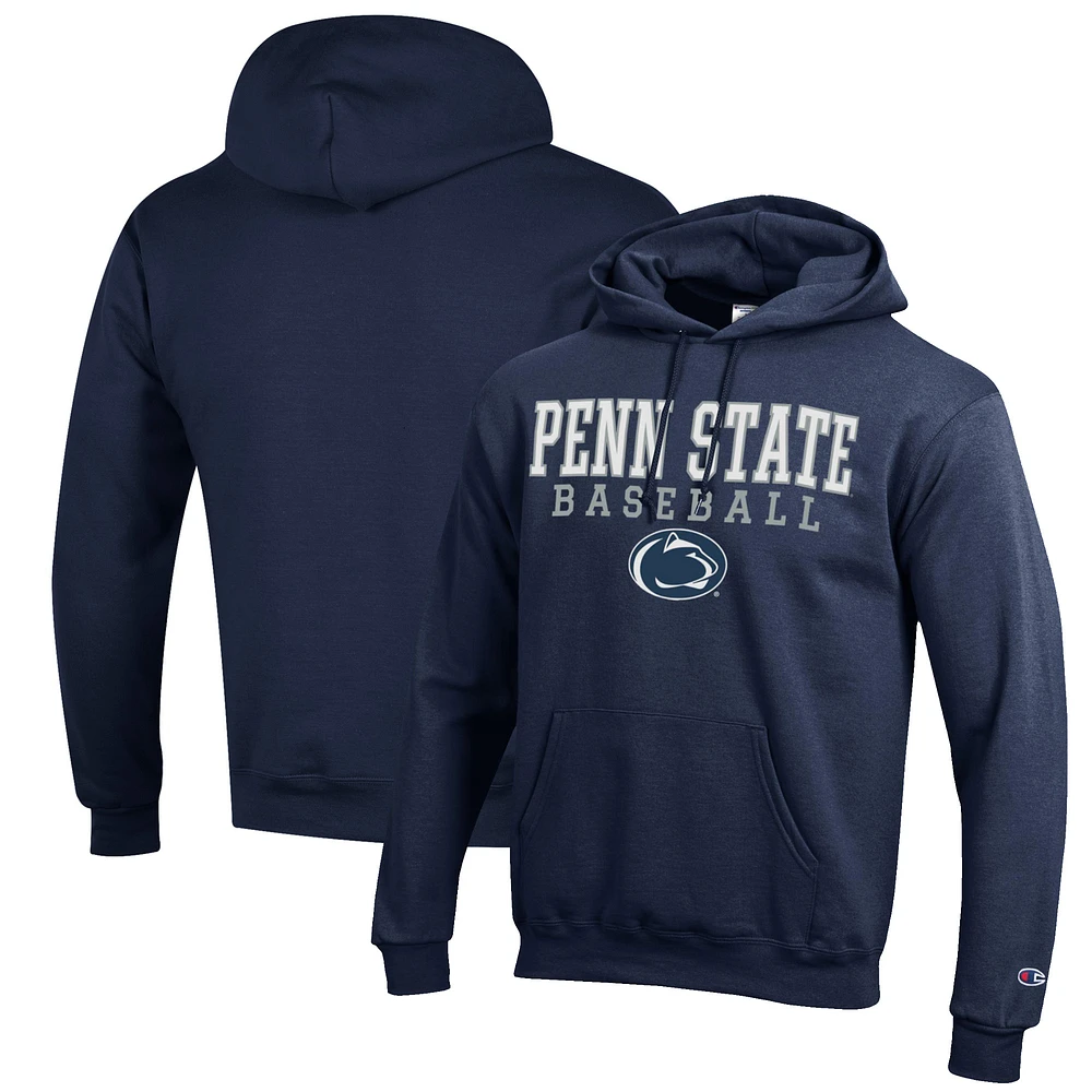 Men's Champion Navy Penn State Nittany Lions Baseball Stack Pullover Hoodie