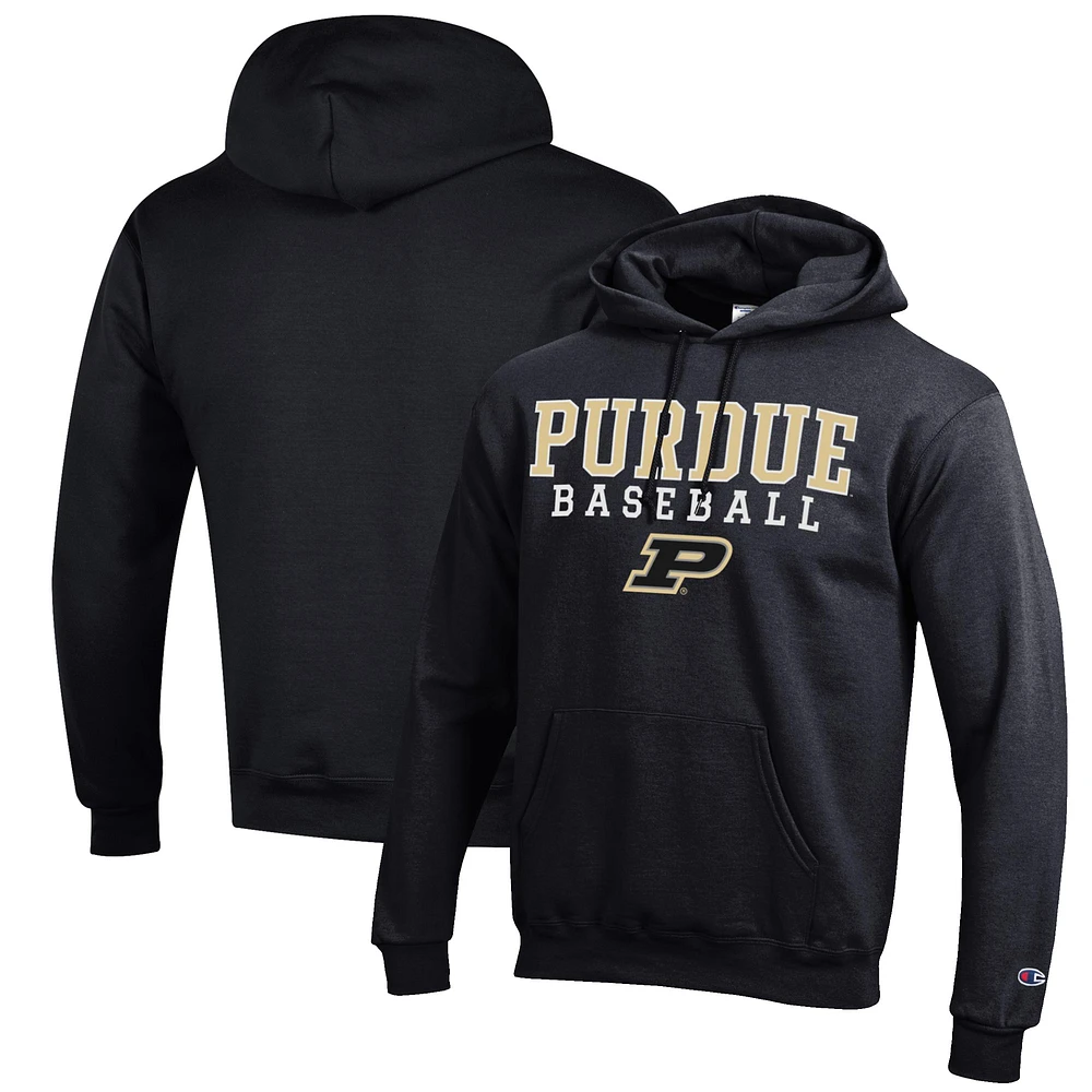 Men's Champion Black Purdue Boilermakers Baseball Stack Pullover Hoodie