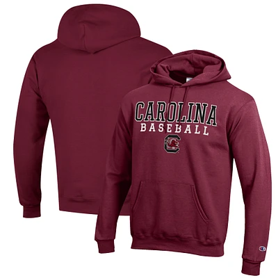 Men's Champion Garnet South Carolina Gamecocks Baseball Stack Pullover Hoodie
