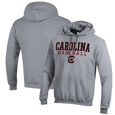 Men's Champion Gray South Carolina Gamecocks Baseball Stack Pullover Hoodie