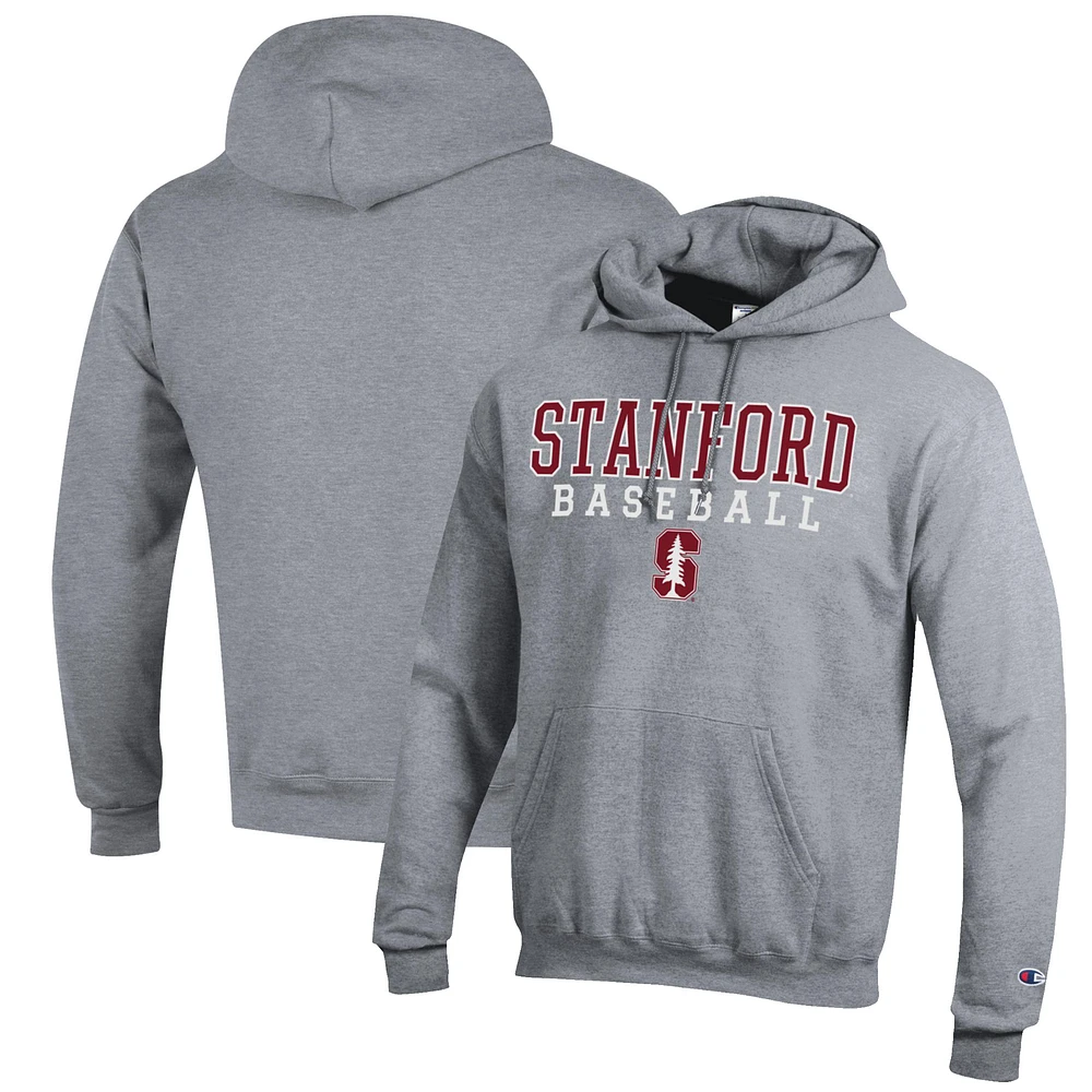 Men's Champion Gray Stanford Cardinal Baseball Stack Pullover Hoodie