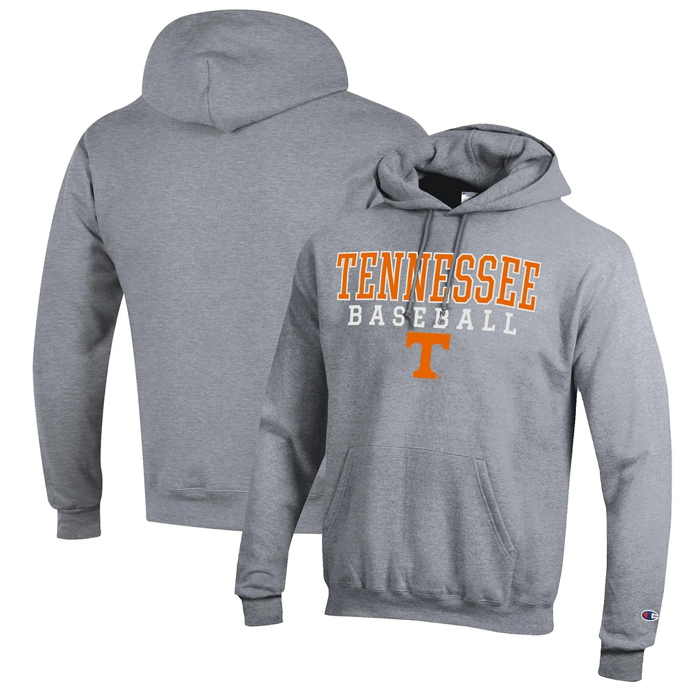 Men's Champion Gray Tennessee Volunteers Baseball Stack Pullover Hoodie