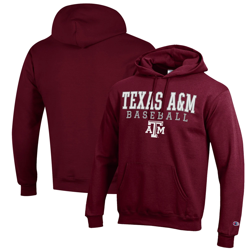 Men's Champion Maroon Texas A&M Aggies Baseball Stack Pullover Hoodie