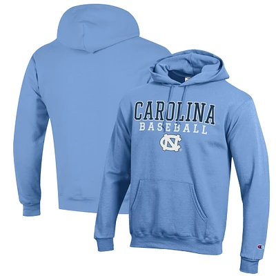 Men's Champion Carolina Blue North Tar Heels Baseball Stack Pullover Hoodie