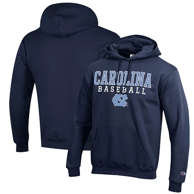 Men's Champion Navy North Carolina Tar Heels Baseball Stack Pullover Hoodie