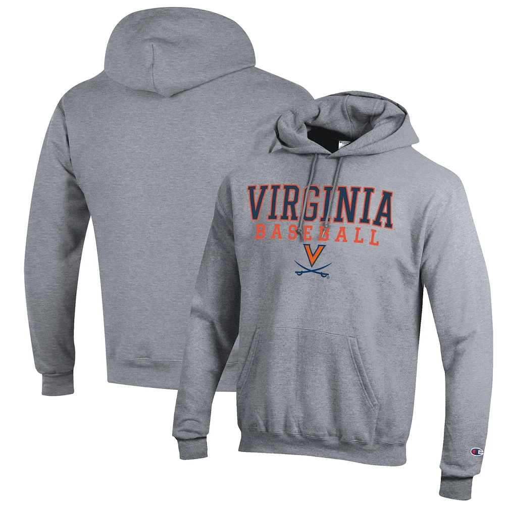 Men's Champion Gray Virginia Cavaliers Baseball Stack Pullover Hoodie