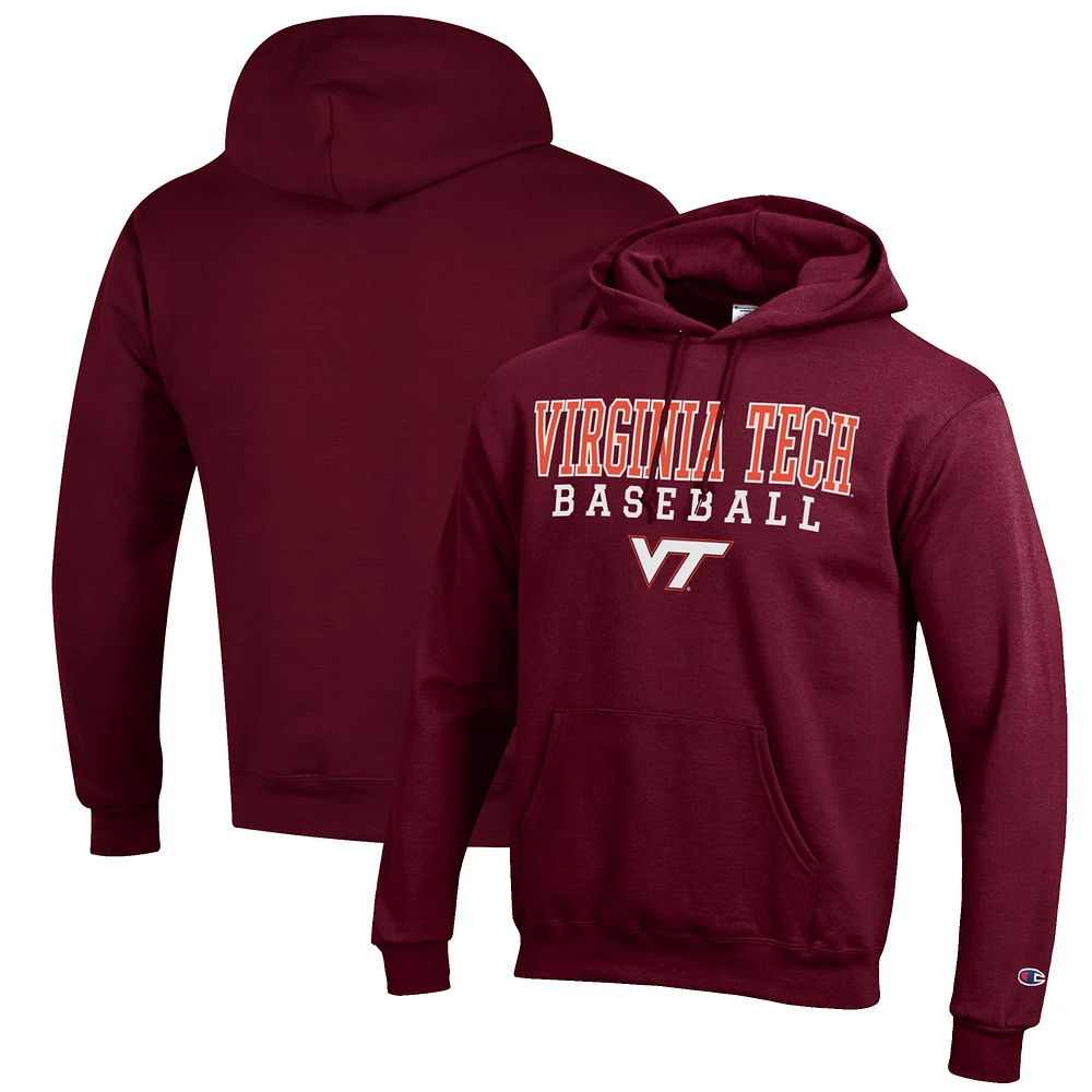 Men's Champion Maroon Virginia Tech Hokies Baseball Stack Pullover Hoodie