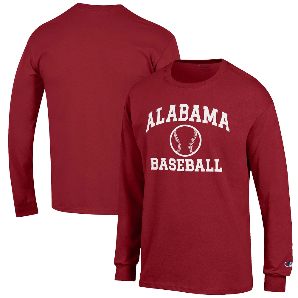 Men's Champion Crimson Alabama Tide Baseball Icon Long Sleeve T-Shirt
