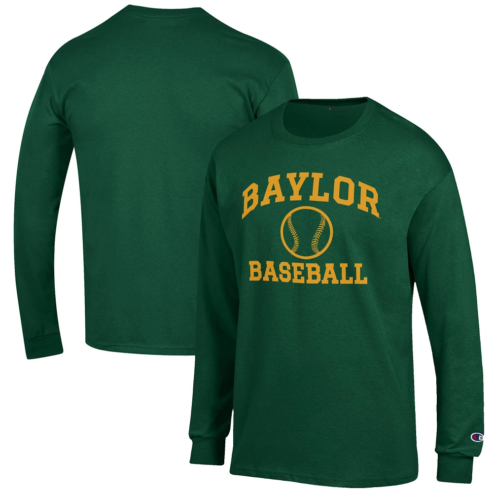 Men's Champion Green Baylor Bears Baseball Icon Long Sleeve T-Shirt