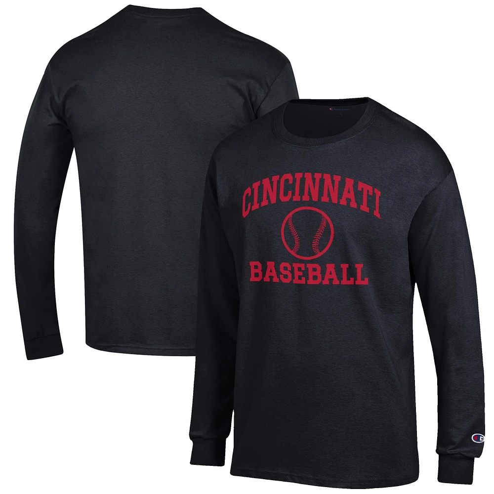 Men's Champion Black Cincinnati Bearcats Baseball Icon Long Sleeve T-Shirt