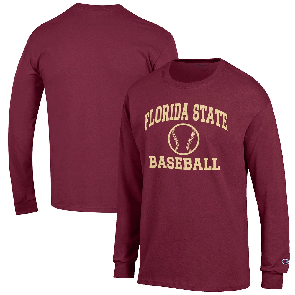 Men's Champion Garnet Florida State Seminoles Baseball Icon Long Sleeve T-Shirt