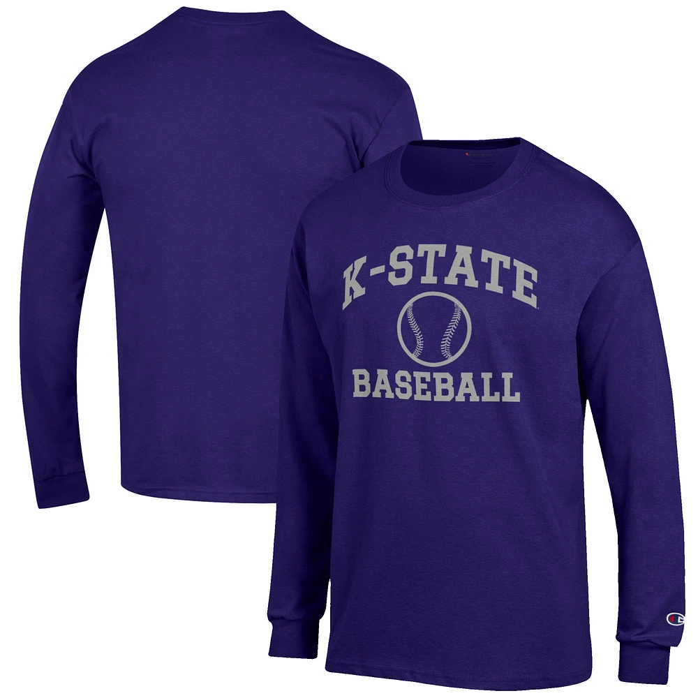Men's Champion Kansas State Wildcats Baseball Icon Long Sleeve T-Shirt