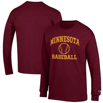 Men's Champion Maroon Minnesota Golden Gophers Baseball Icon Long Sleeve T-Shirt
