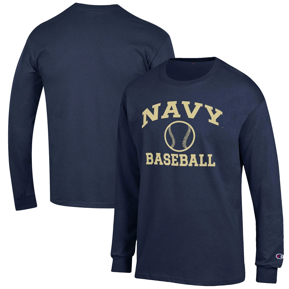 Men's Champion Navy Midshipmen Baseball Icon Long Sleeve T-Shirt