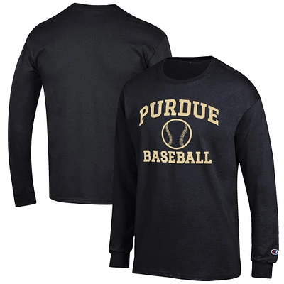 Men's Champion Black Purdue Boilermakers Baseball Icon Long Sleeve T-Shirt