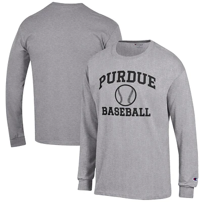 Men's Champion Gray Purdue Boilermakers Baseball Icon Long Sleeve T-Shirt