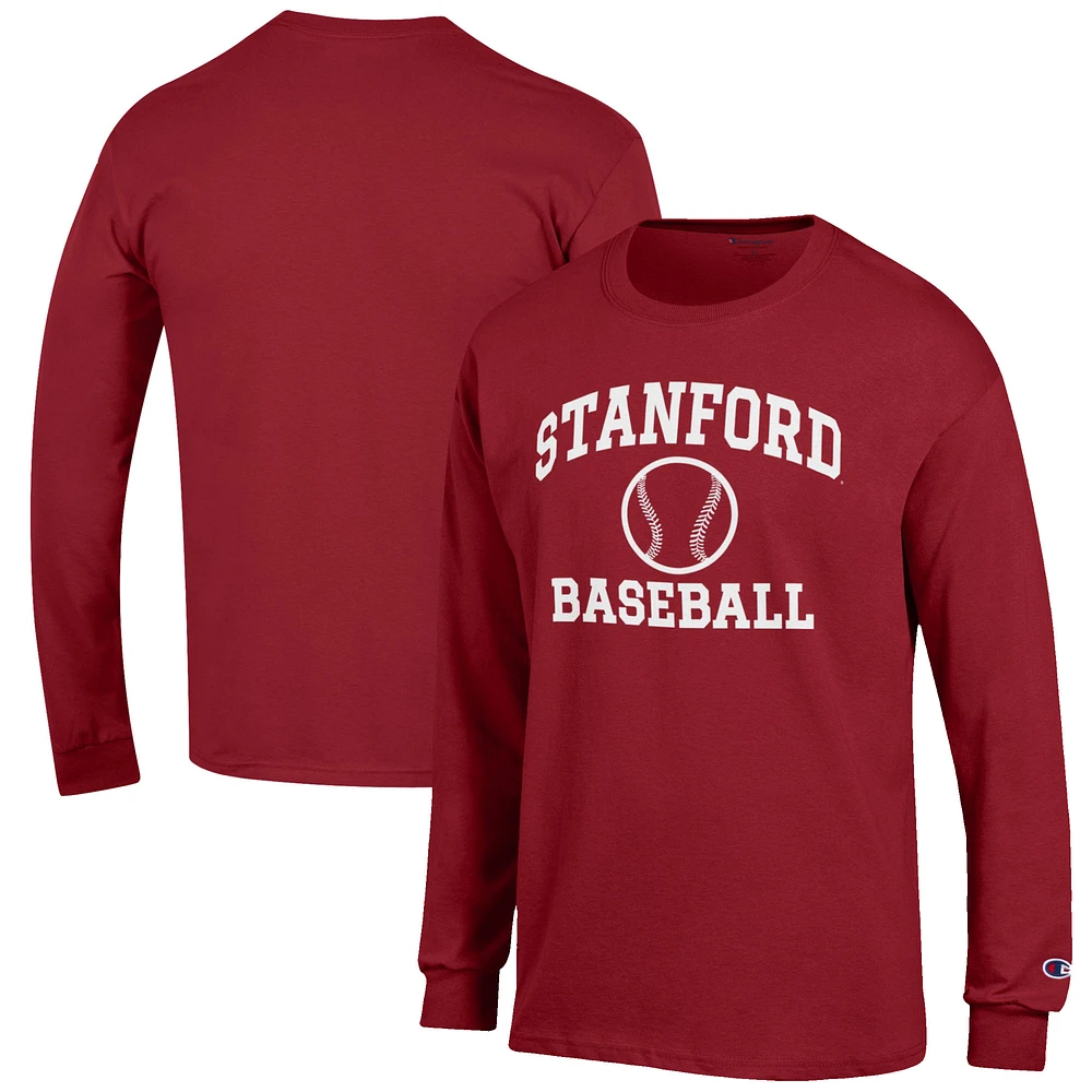 Men's Champion Cardinal Stanford Baseball Icon Long Sleeve T-Shirt