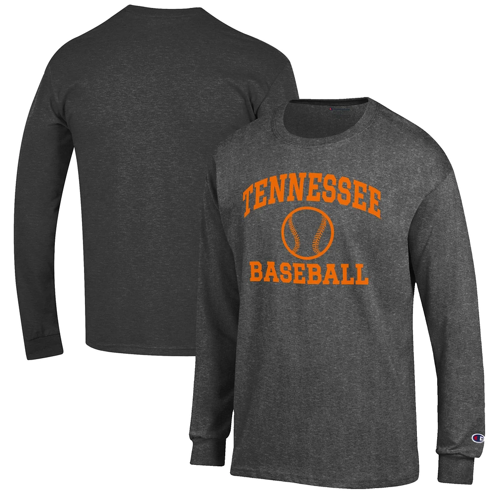 Men's Champion Charcoal Tennessee Volunteers Baseball Icon Long Sleeve T-Shirt