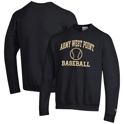 Men's Champion Black Army Knights Baseball Icon Crewneck Pullover Sweatshirt