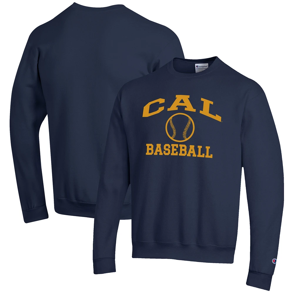 Men's Champion Navy Cal Bears Baseball Icon Crewneck Pullover Sweatshirt