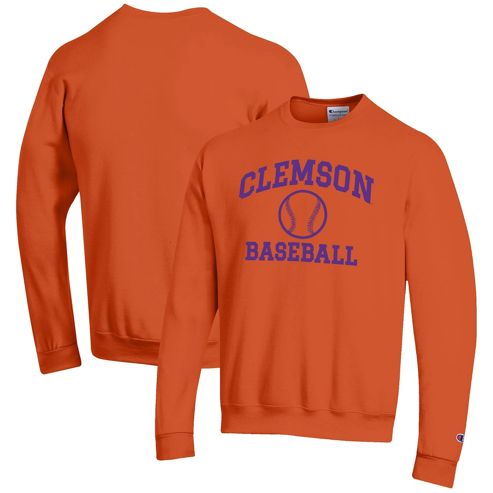 Men's Champion Clemson Tigers Baseball Icon Crewneck Pullover Sweatshirt