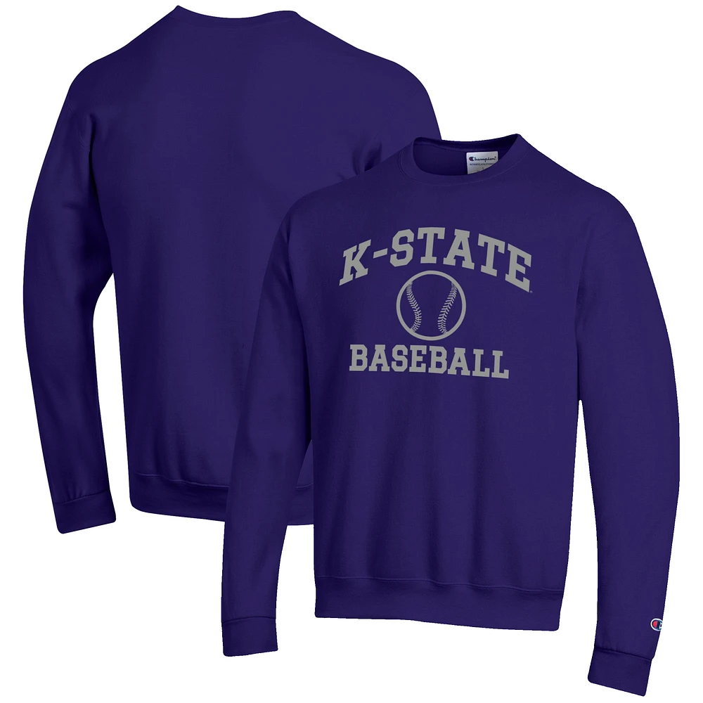 Men's Champion Kansas State Wildcats Baseball Icon Crewneck Pullover Sweatshirt