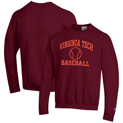 Men's Champion Maroon Virginia Tech Hokies Baseball Icon Crewneck Pullover Sweatshirt