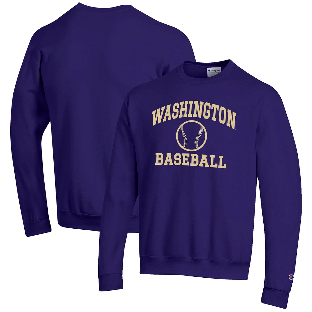 Men's Champion Purple Washington Huskies Baseball Icon Crewneck Pullover Sweatshirt