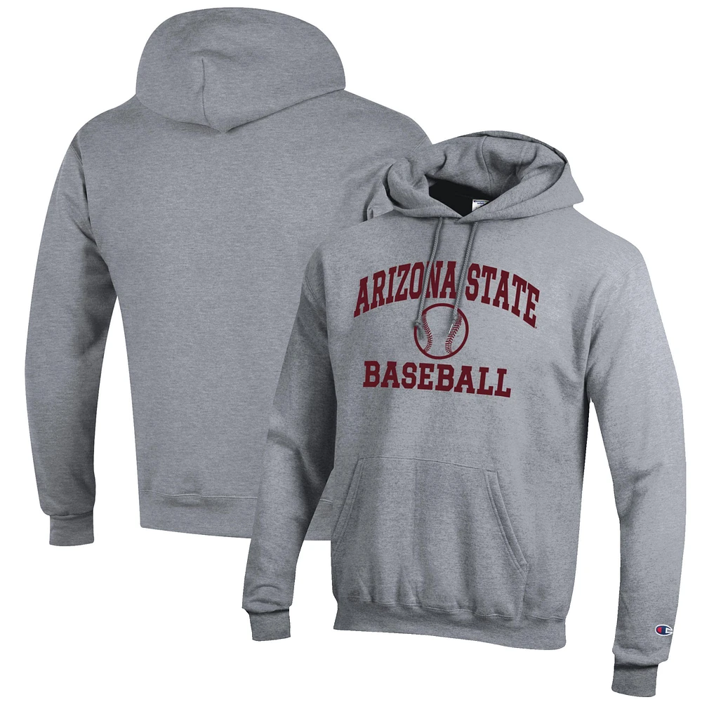 Men's Champion Gray Arizona State Sun Devils Baseball Icon Pullover Hoodie