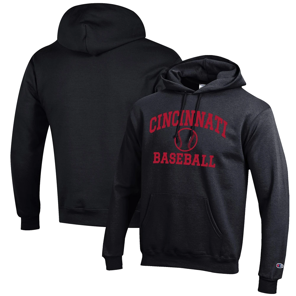 Men's Champion Black Cincinnati Bearcats Baseball Icon Pullover Hoodie