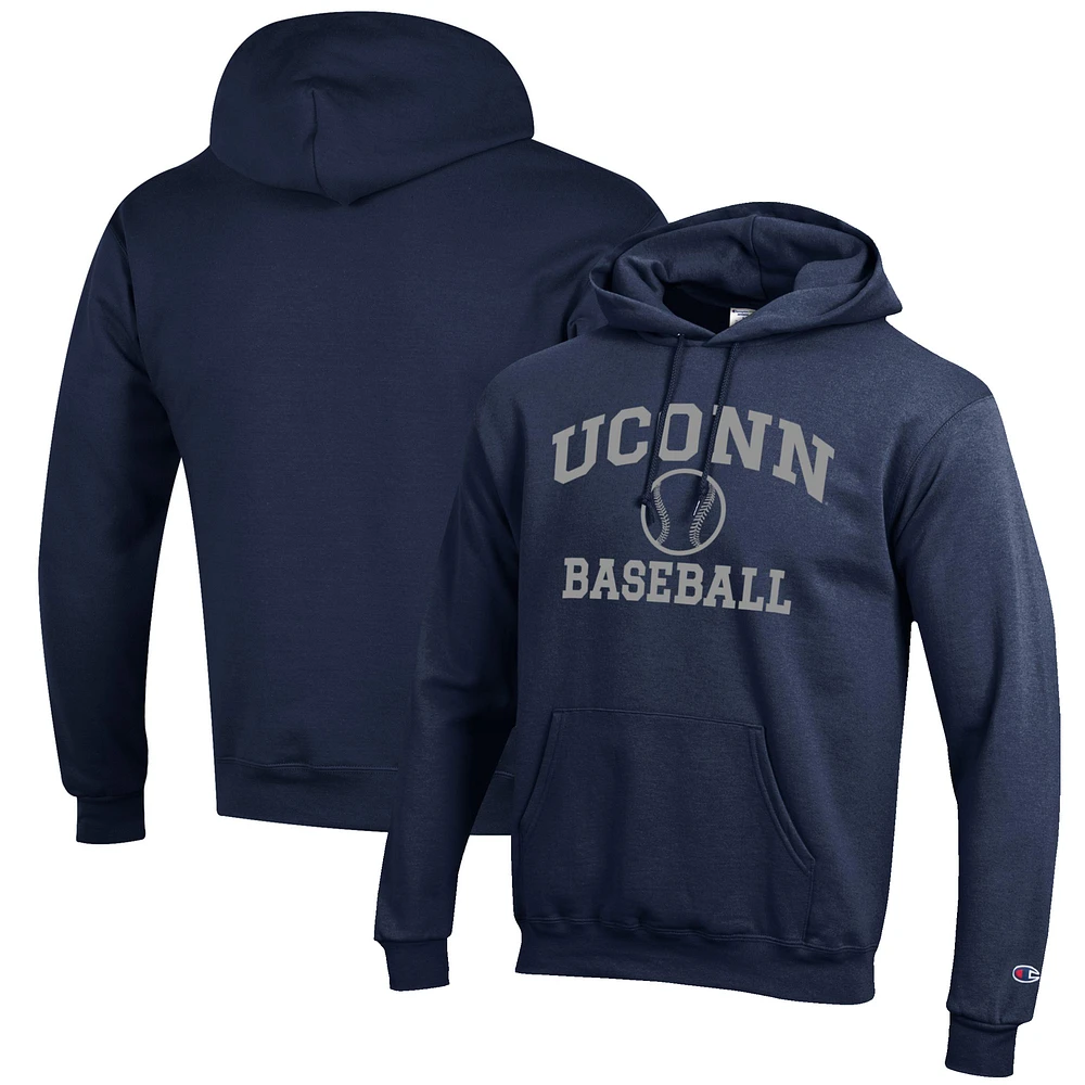 Men's Champion Navy UConn Huskies Baseball Icon Pullover Hoodie