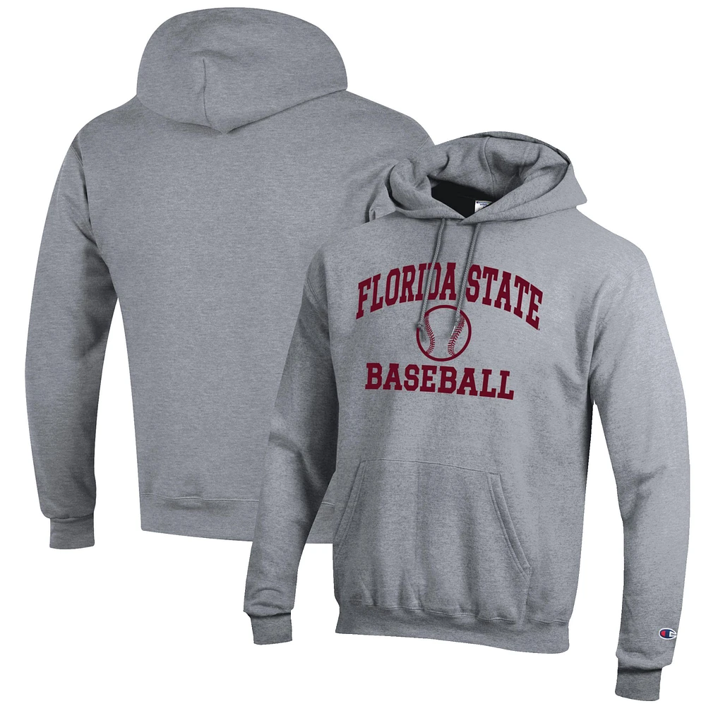 Men's Champion Gray Florida State Seminoles Baseball Icon Pullover Hoodie