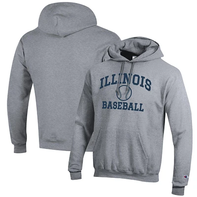 Men's Champion Gray Illinois Fighting Illini Baseball Icon Pullover Hoodie
