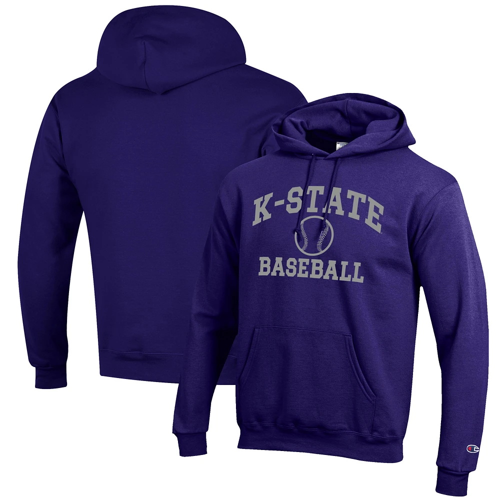 Men's Champion Purple Kansas State Wildcats Baseball Icon Pullover Hoodie