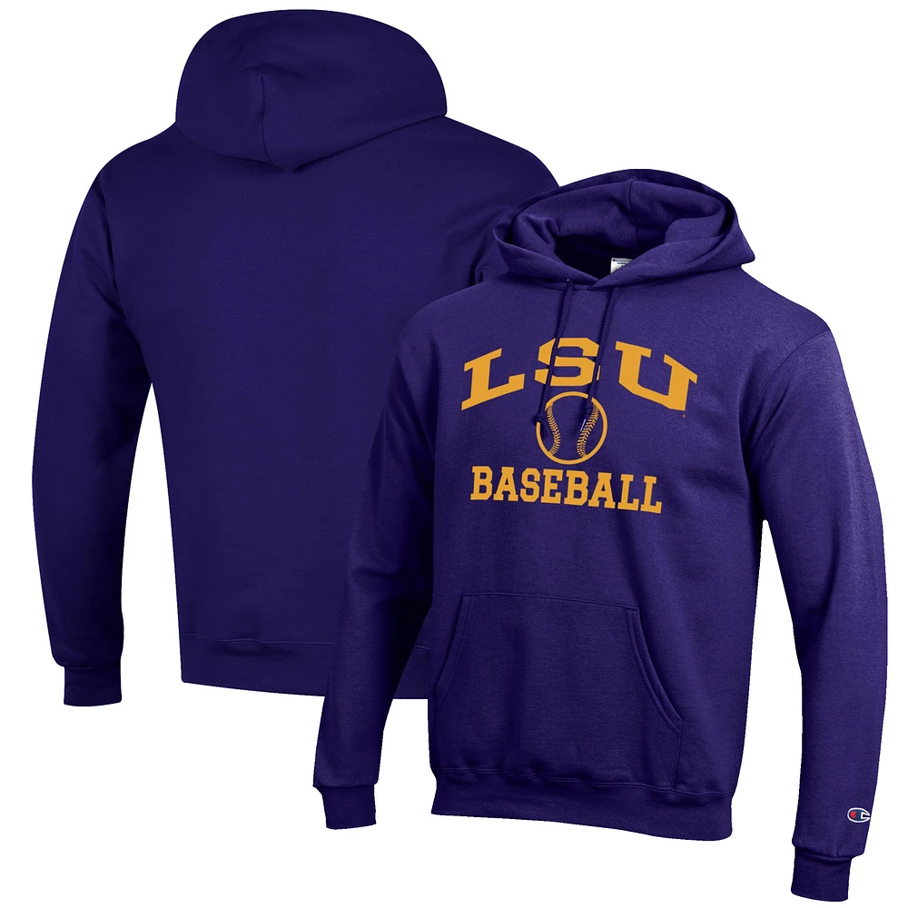 Men's Champion Purple LSU Tigers Baseball Icon Pullover Hoodie