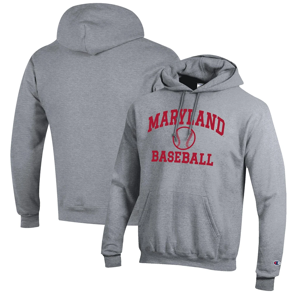 Men's Champion Gray Maryland Terrapins Baseball Icon Pullover Hoodie
