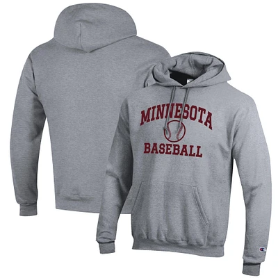 Men's Champion Gray Minnesota Golden Gophers Baseball Icon Pullover Hoodie