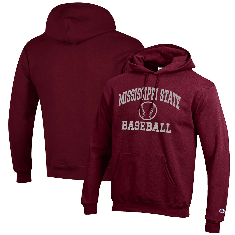 Men's Champion Maroon Mississippi State Bulldogs Baseball Icon Pullover Hoodie