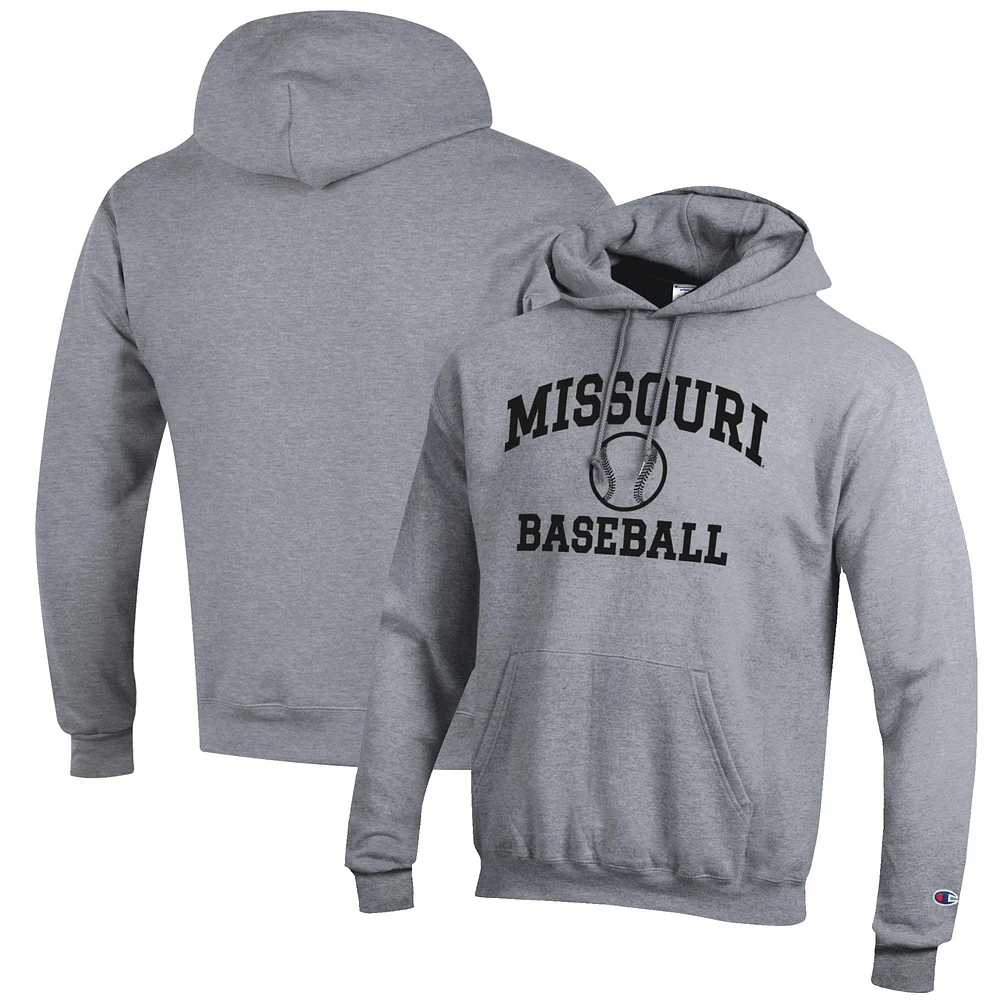 Men's Champion Gray Missouri Tigers Baseball Icon Pullover Hoodie