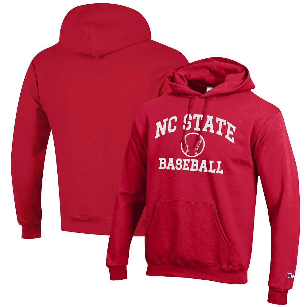 Men's Champion Red NC State Wolfpack Baseball Icon Pullover Hoodie