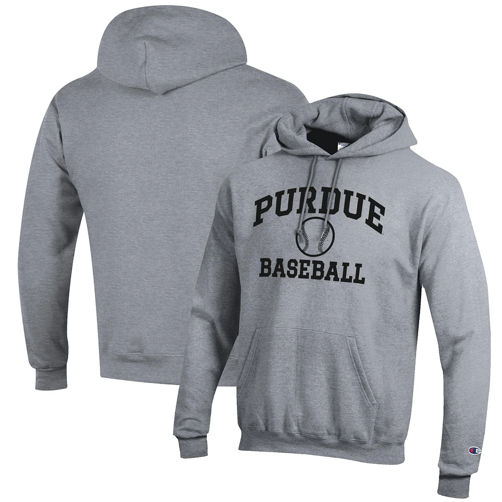 Men's Champion Gray Purdue Boilermakers Baseball Icon Pullover Hoodie