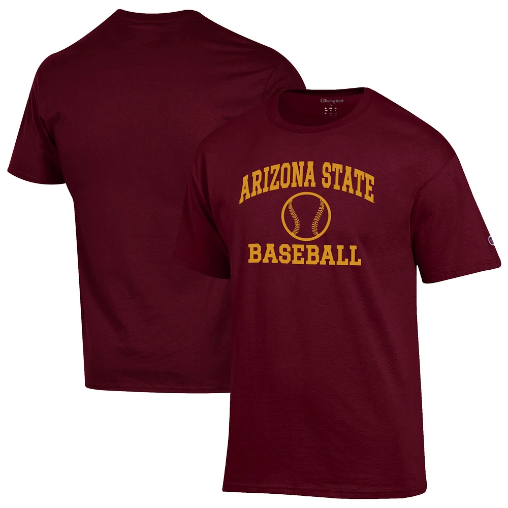 Men's Champion Maroon Arizona State Sun Devils Baseball Icon T-Shirt