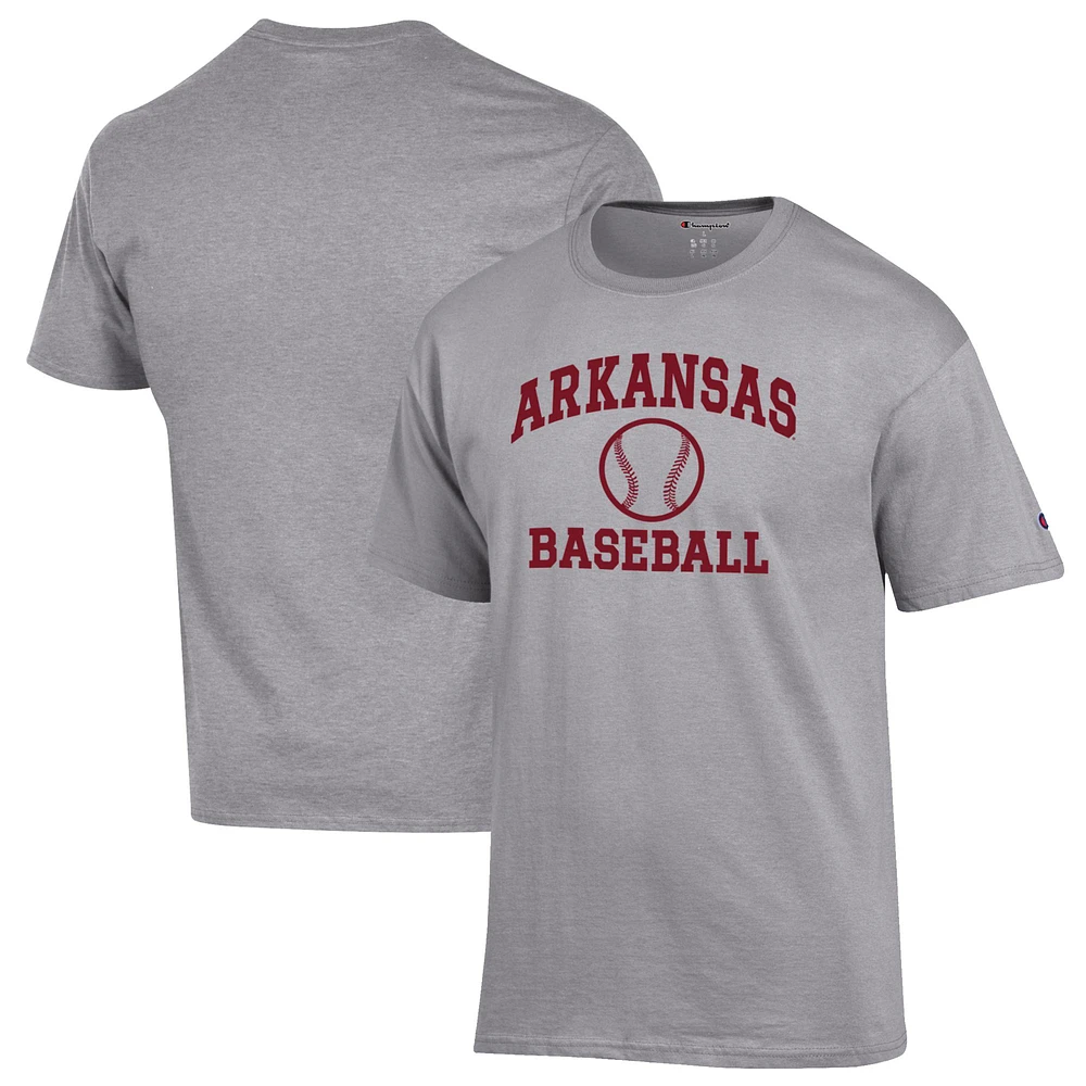 Men's Champion Gray Arkansas Razorbacks Baseball Icon T-Shirt
