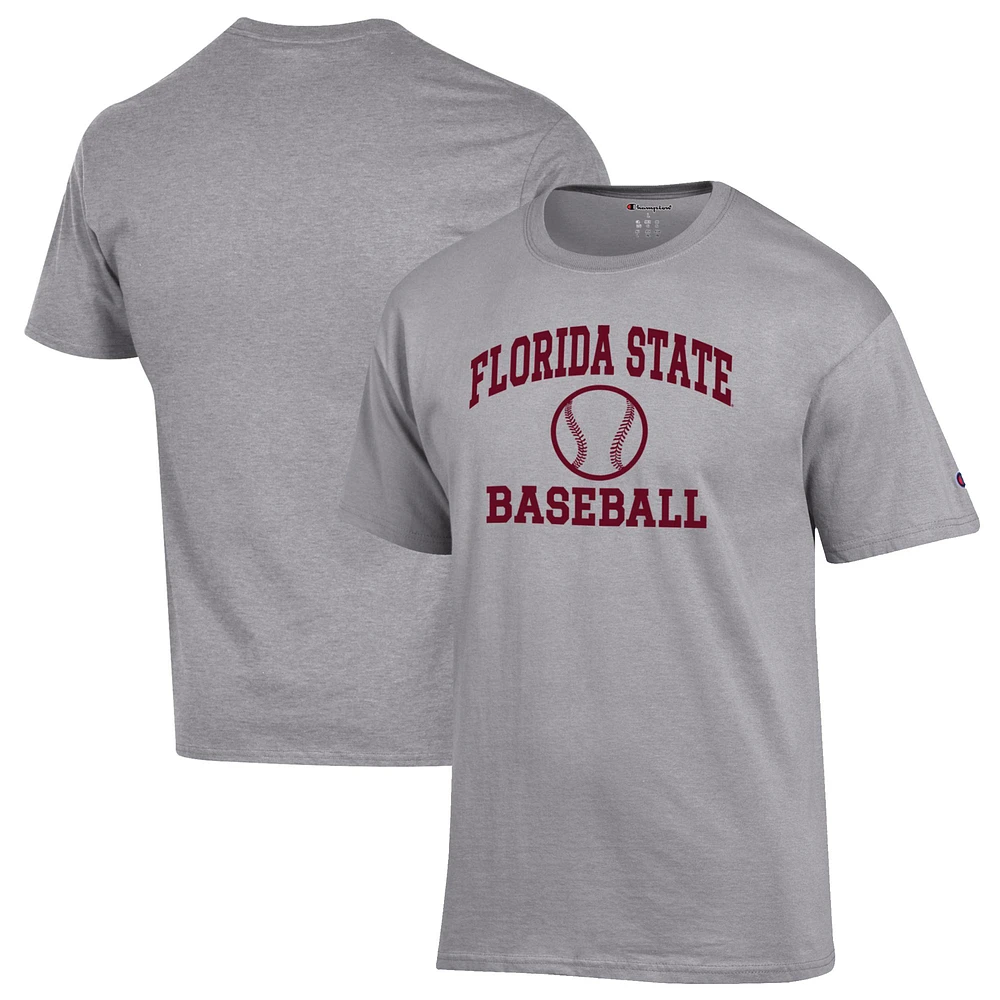 Men's Champion Gray Florida State Seminoles Baseball Icon T-Shirt